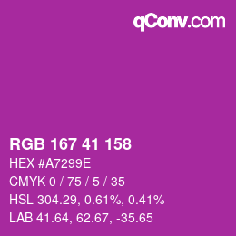 Color code: RGB 167 41 158 | qconv.com