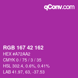 カラーコード: RGB 167 42 162 | qconv.com