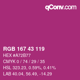 Color code: RGB 167 43 119 | qconv.com