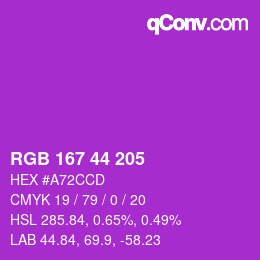 カラーコード: RGB 167 44 205 | qconv.com