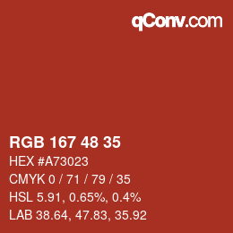 Color code: RGB 167 48 35 | qconv.com