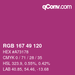 Color code: RGB 167 49 120 | qconv.com