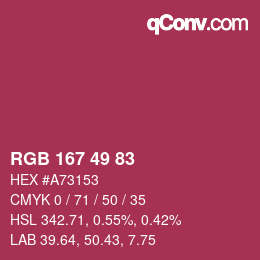 Color code: RGB 167 49 83 | qconv.com