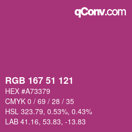 カラーコード: RGB 167 51 121 | qconv.com