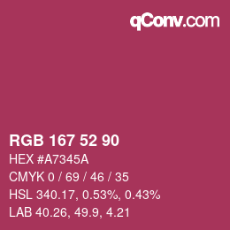 Farbcode: RGB 167 52 90 | qconv.com