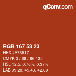 颜色代码: RGB 167 53 23 | qconv.com