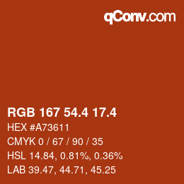 カラーコード: RGB 167 54.4 17.4 | qconv.com