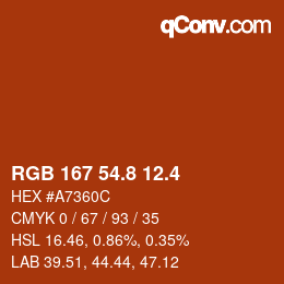 カラーコード: RGB 167 54.8 12.4 | qconv.com