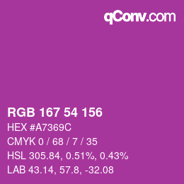 Color code: RGB 167 54 156 | qconv.com
