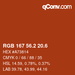 カラーコード: RGB 167 56.2 20.6 | qconv.com