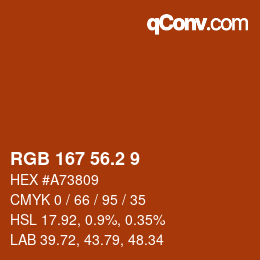 カラーコード: RGB 167 56.2 9 | qconv.com