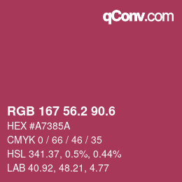 カラーコード: RGB 167 56.2 90.6 | qconv.com