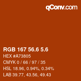 カラーコード: RGB 167 56.6 5.6 | qconv.com
