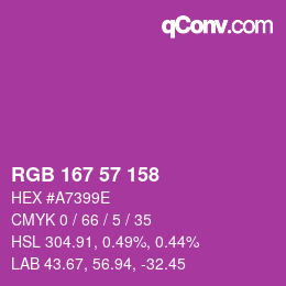 カラーコード: RGB 167 57 158 | qconv.com