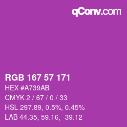 Color code: RGB 167 57 171 | qconv.com
