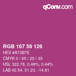 颜色代码: RGB 167 59 126 | qconv.com