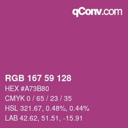颜色代码: RGB 167 59 128 | qconv.com