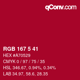 Color code: RGB 167 5 41 | qconv.com