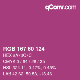 カラーコード: RGB 167 60 124 | qconv.com