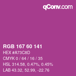 カラーコード: RGB 167 60 141 | qconv.com