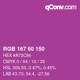 カラーコード: RGB 167 60 150 | qconv.com