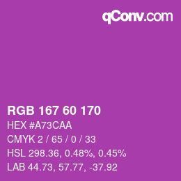 颜色代码: RGB 167 60 170 | qconv.com