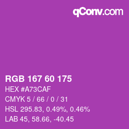 カラーコード: RGB 167 60 175 | qconv.com