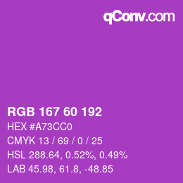 颜色代码: RGB 167 60 192 | qconv.com