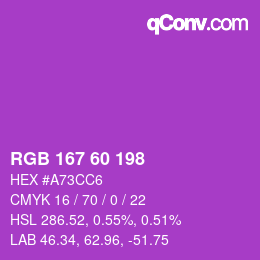カラーコード: RGB 167 60 198 | qconv.com