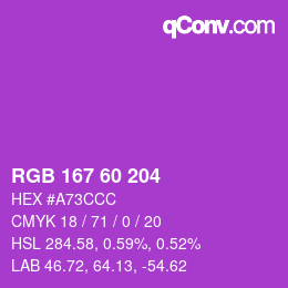 カラーコード: RGB 167 60 204 | qconv.com