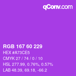カラーコード: RGB 167 60 229 | qconv.com