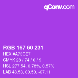 颜色代码: RGB 167 60 231 | qconv.com