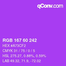 カラーコード: RGB 167 60 242 | qconv.com