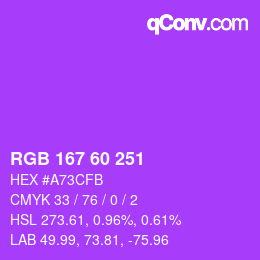 カラーコード: RGB 167 60 251 | qconv.com