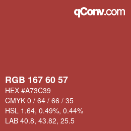 カラーコード: RGB 167 60 57 | qconv.com
