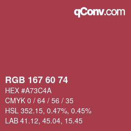 カラーコード: RGB 167 60 74 | qconv.com