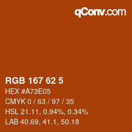 Color code: RGB 167 62 5 | qconv.com
