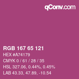 颜色代码: RGB 167 65 121 | qconv.com