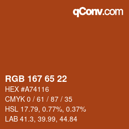 颜色代码: RGB 167 65 22 | qconv.com