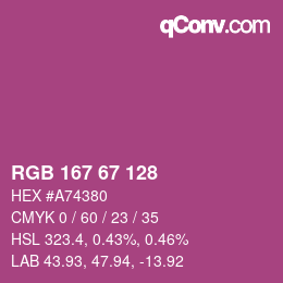 Color code: RGB 167 67 128 | qconv.com