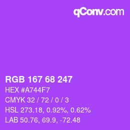 Color code: RGB 167 68 247 | qconv.com