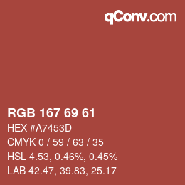 Color code: RGB 167 69 61 | qconv.com