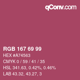 カラーコード: RGB 167 69 99 | qconv.com