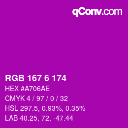 Color code: RGB 167 6 174 | qconv.com