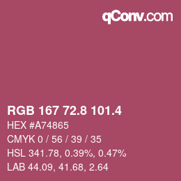 カラーコード: RGB 167 72.8 101.4 | qconv.com