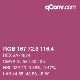 カラーコード: RGB 167 72.8 116.4 | qconv.com