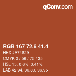 カラーコード: RGB 167 72.8 41.4 | qconv.com