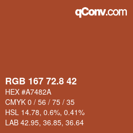 カラーコード: RGB 167 72.8 42 | qconv.com