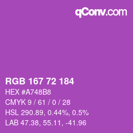 Color code: RGB 167 72 184 | qconv.com