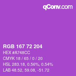 Color code: RGB 167 72 204 | qconv.com